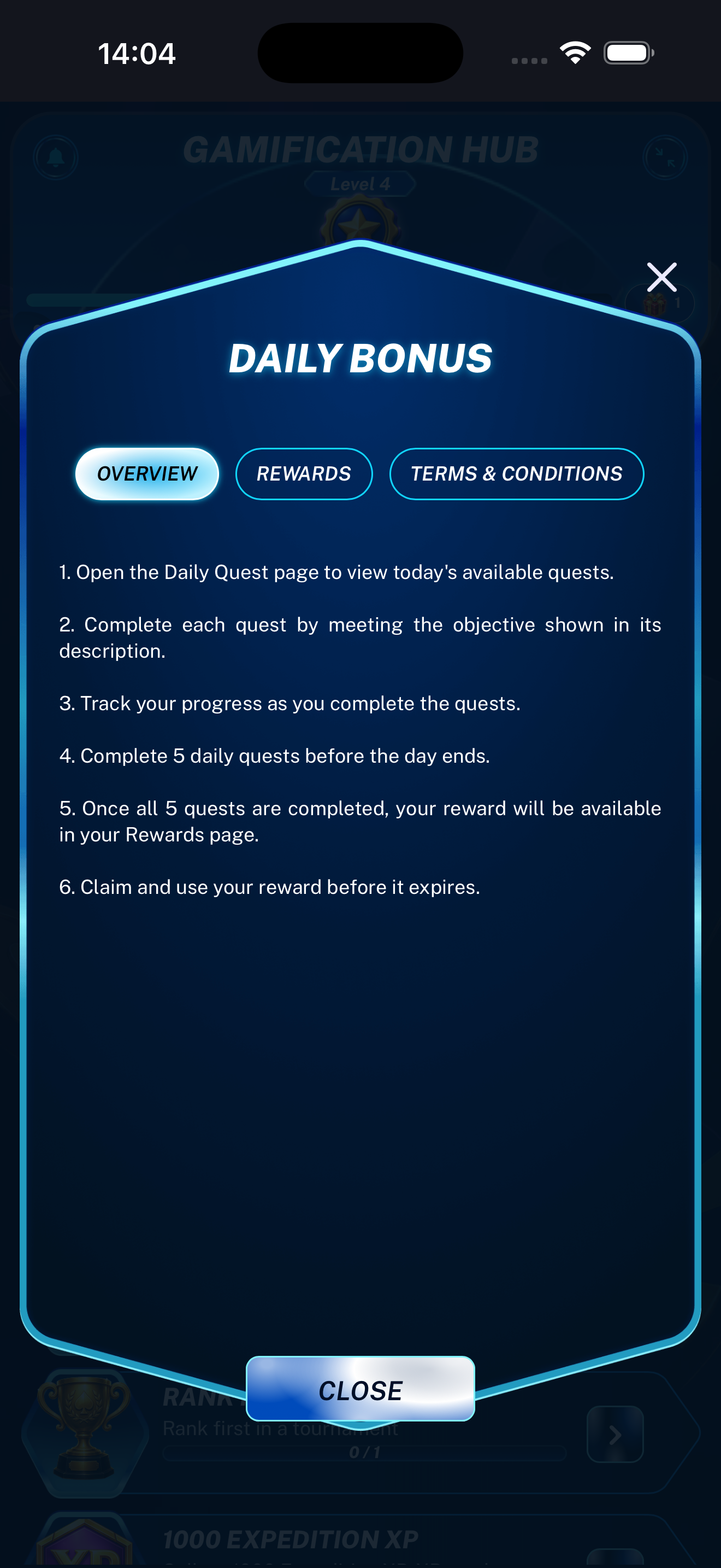 Daily Bonus preview displayed on a mobile phone